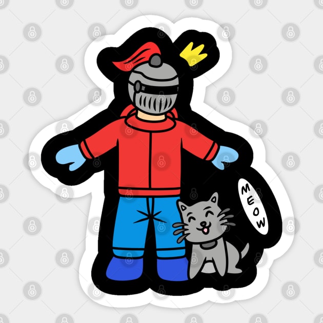 Cute knight with cat Sticker by Andrew Hau